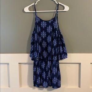 Navy Blue Printed Romper - Medium